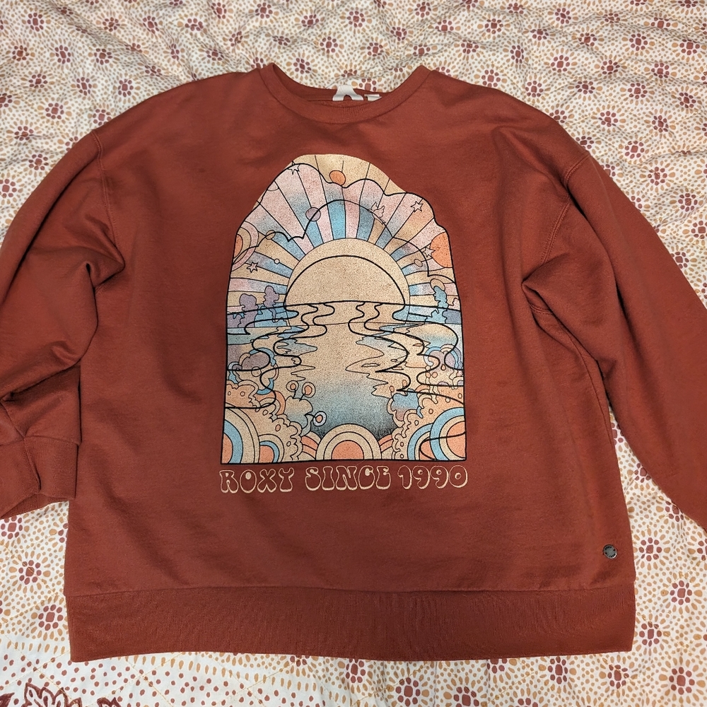Roxy, crew neck, burnt orange, small